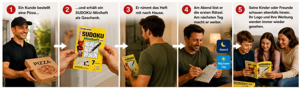 Restaurant mit Sudoku-Miniheft