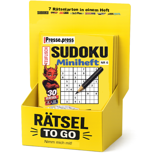 Thekenaufsteller mit Sudoku-Miniheften