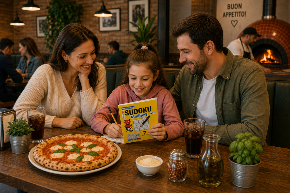 Restaurant mit Sudoku-Miniheft